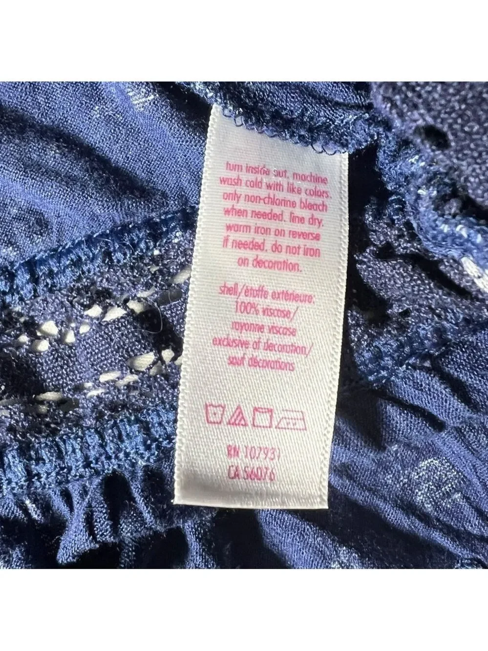 Justice Girl’s Bell Sleeve Crochet Detail Blouse Navy Size 8